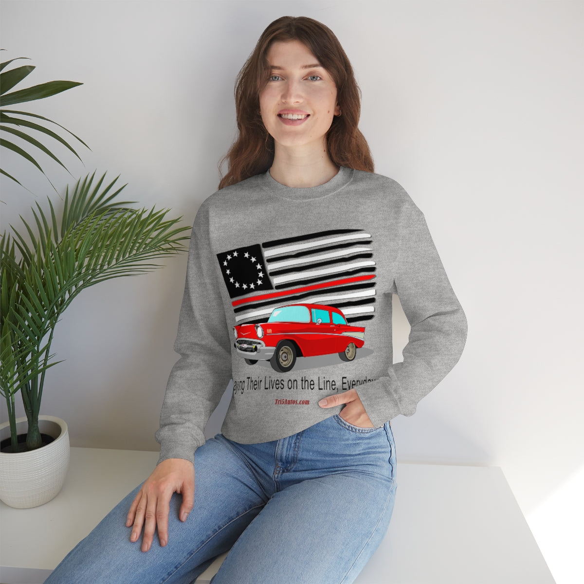 '57 Nomad Firefighter's Thin Red Line Unisex Heavy Blend™ Crewneck Sweatshirt