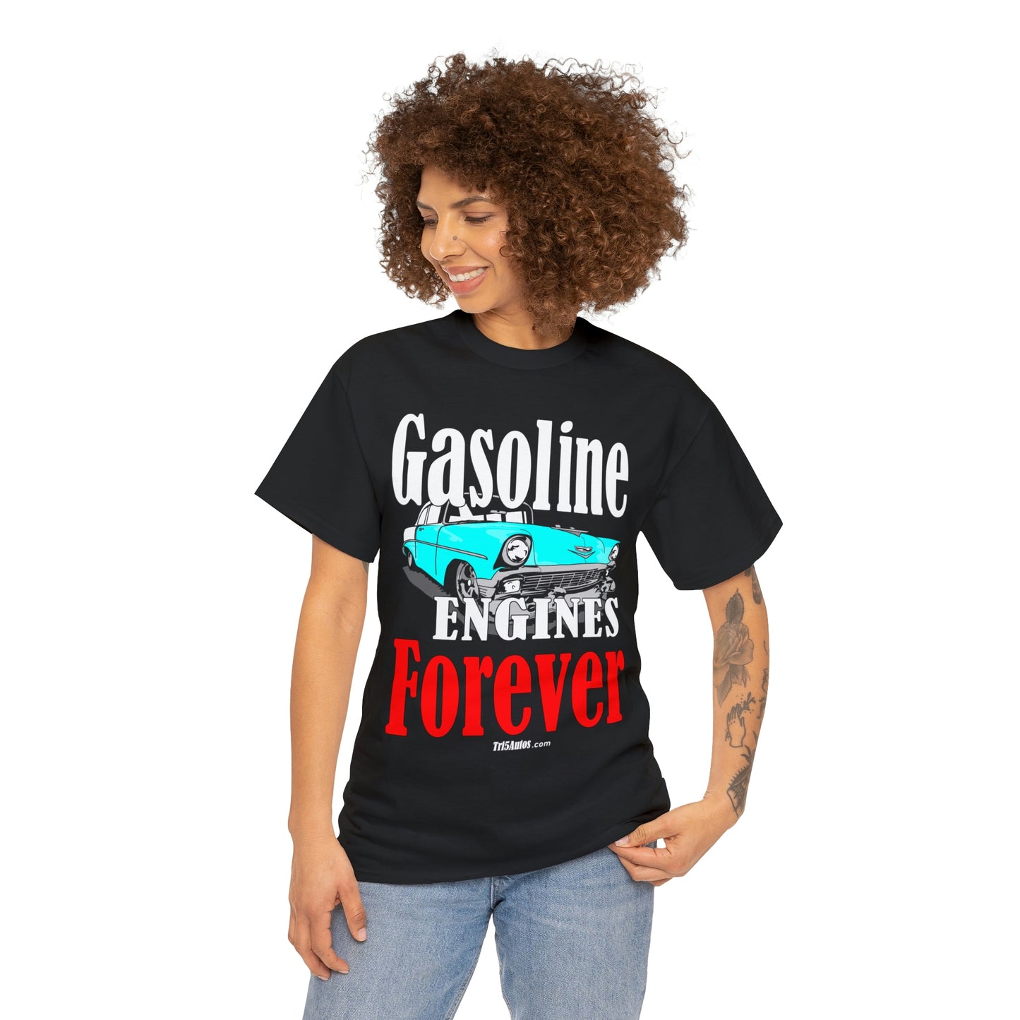 56 Blue Gasoline Engines Forever Unisex Heavy Cotton Tee