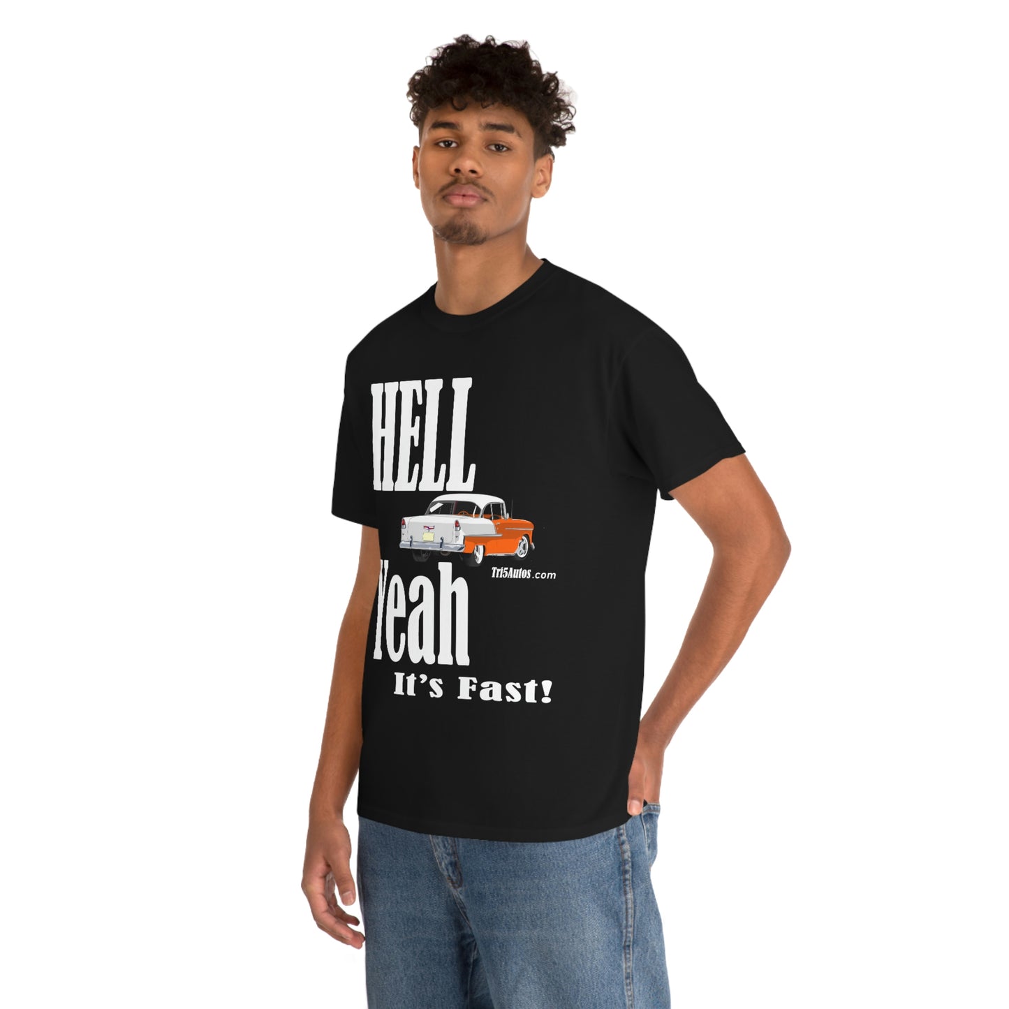 55 Hell Yeah It's Fast Orange White Dark Unisex Heavy Cotton Tee