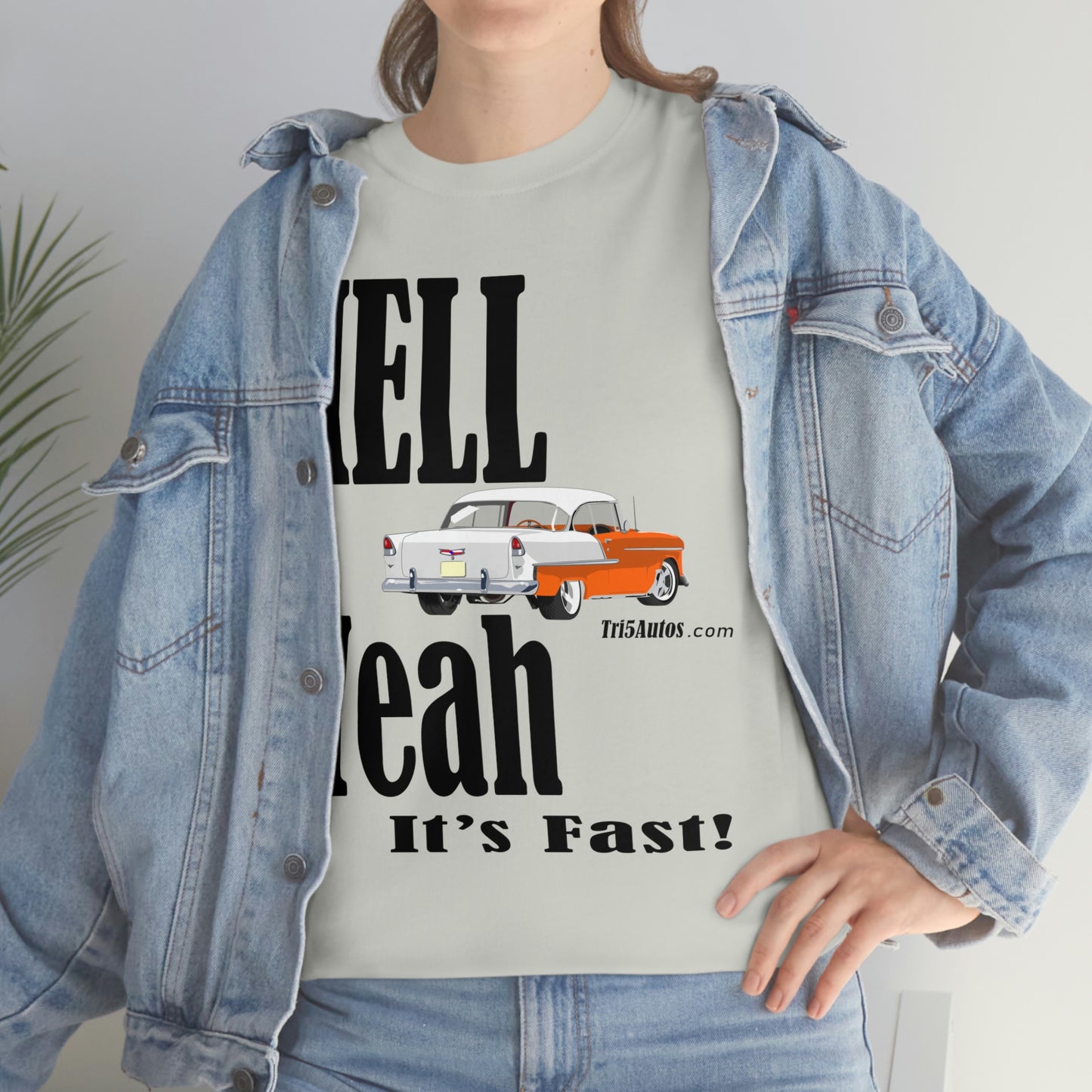 55 Hell Yeah It's Fast Orange White Dark Unisex Heavy Cotton Tee