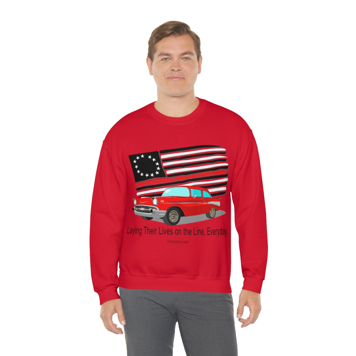 '57 Nomad Firefighter's Thin Red Line Unisex Heavy Blend™ Crewneck Sweatshirt