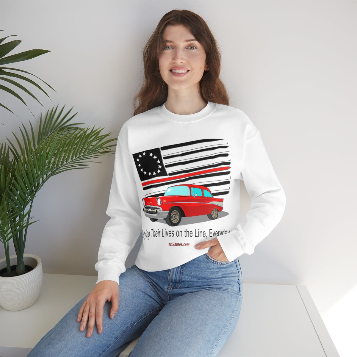 '57 Nomad Firefighter's Thin Red Line Unisex Heavy Blend™ Crewneck Sweatshirt