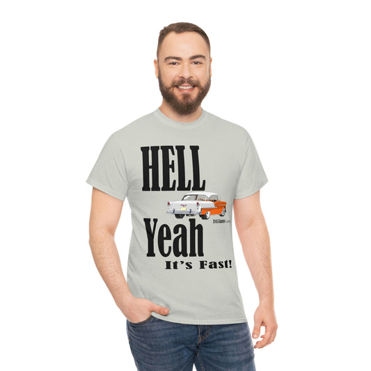 55 Hell Yeah It's Fast Orange White Dark Unisex Heavy Cotton Tee