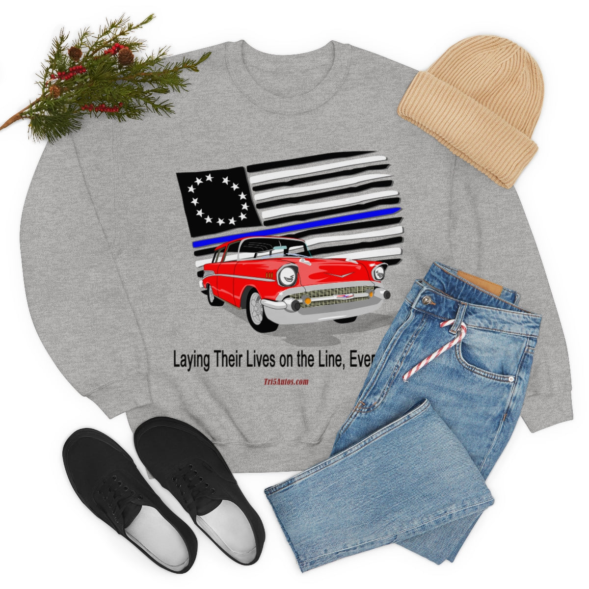 '57 Nomad Thin Blue Line Unisex Heavy Blend™ Crewneck Sweatshirt