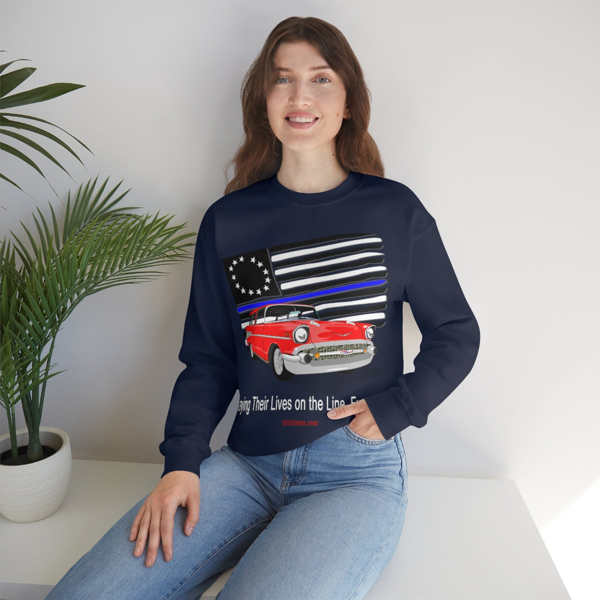 '57 Nomad Thin Blue Line Unisex Heavy Blend™ Crewneck Sweatshirt