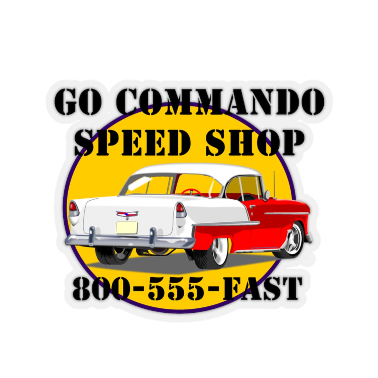 55 Red Go Commando Speed Shop - Kiss-Cut Stickers