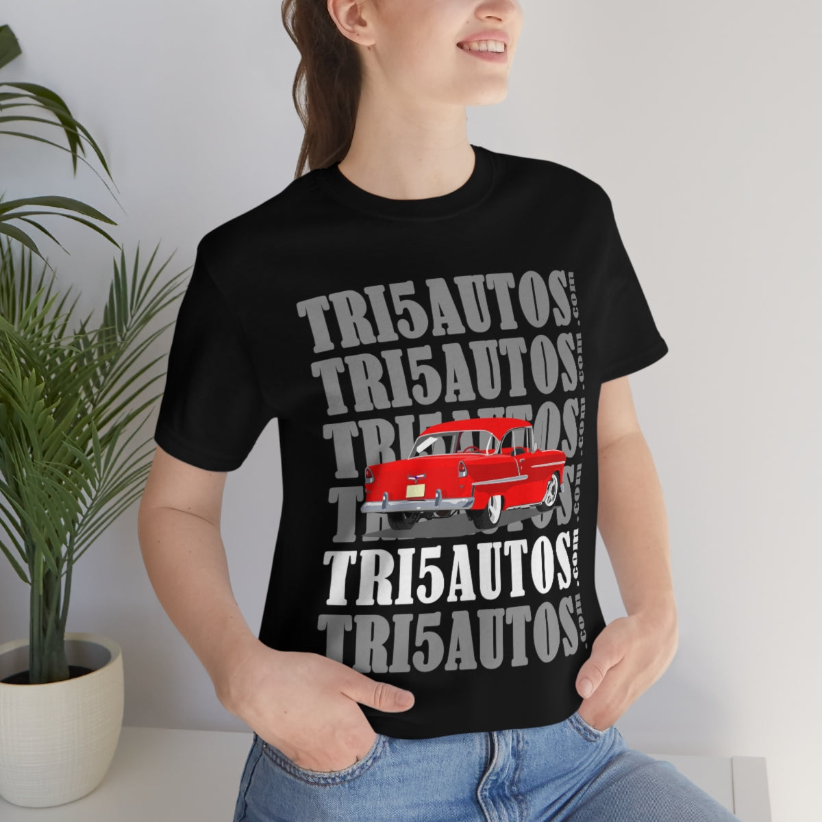 55 Red Tri5Autos T - Unisex Jersey Short Sleeve Tee