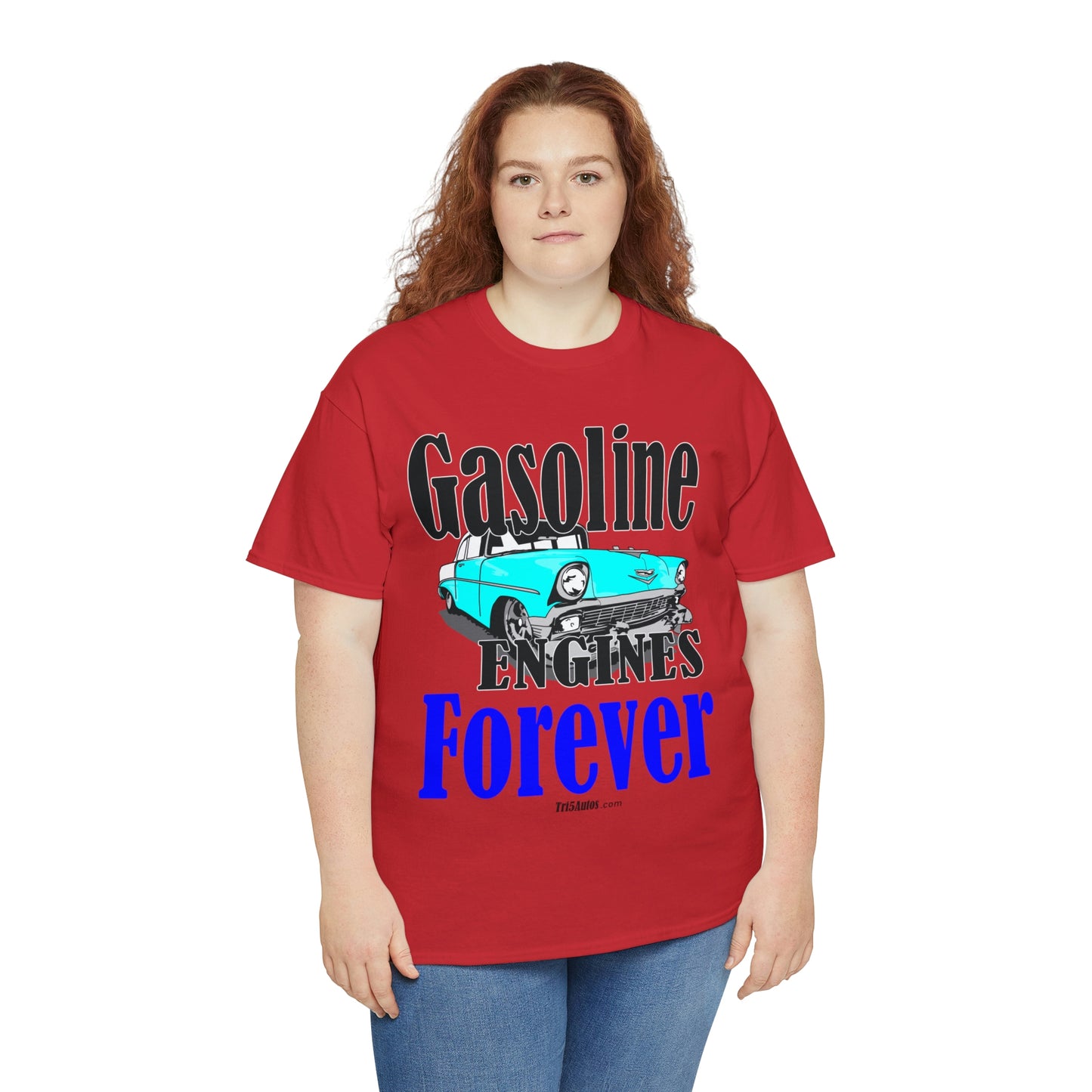 56 Blue Gasoline Engines Forever Unisex Heavy Cotton Tee