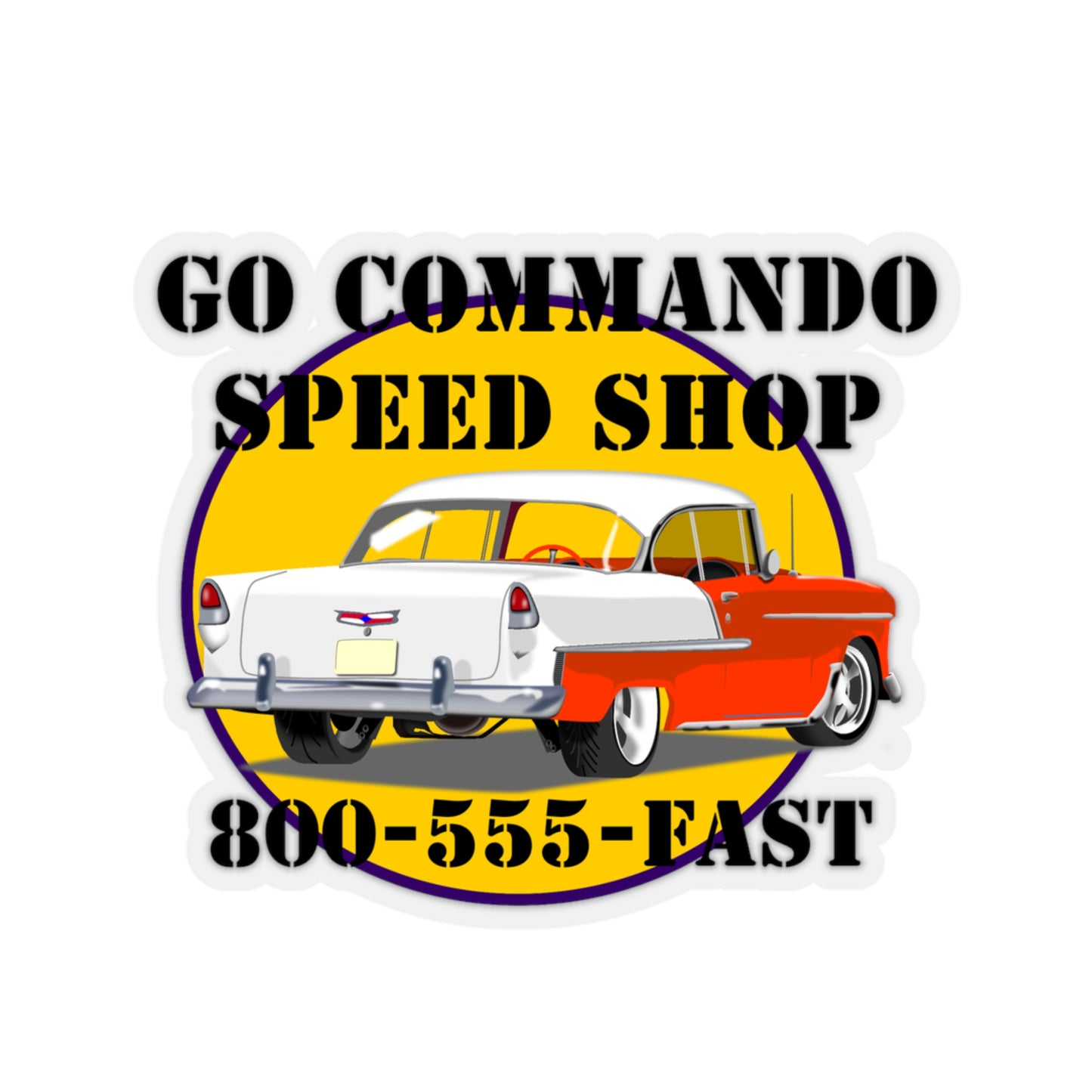 55 Orange Go Commando Speed Shop - Kiss-Cut Stickers