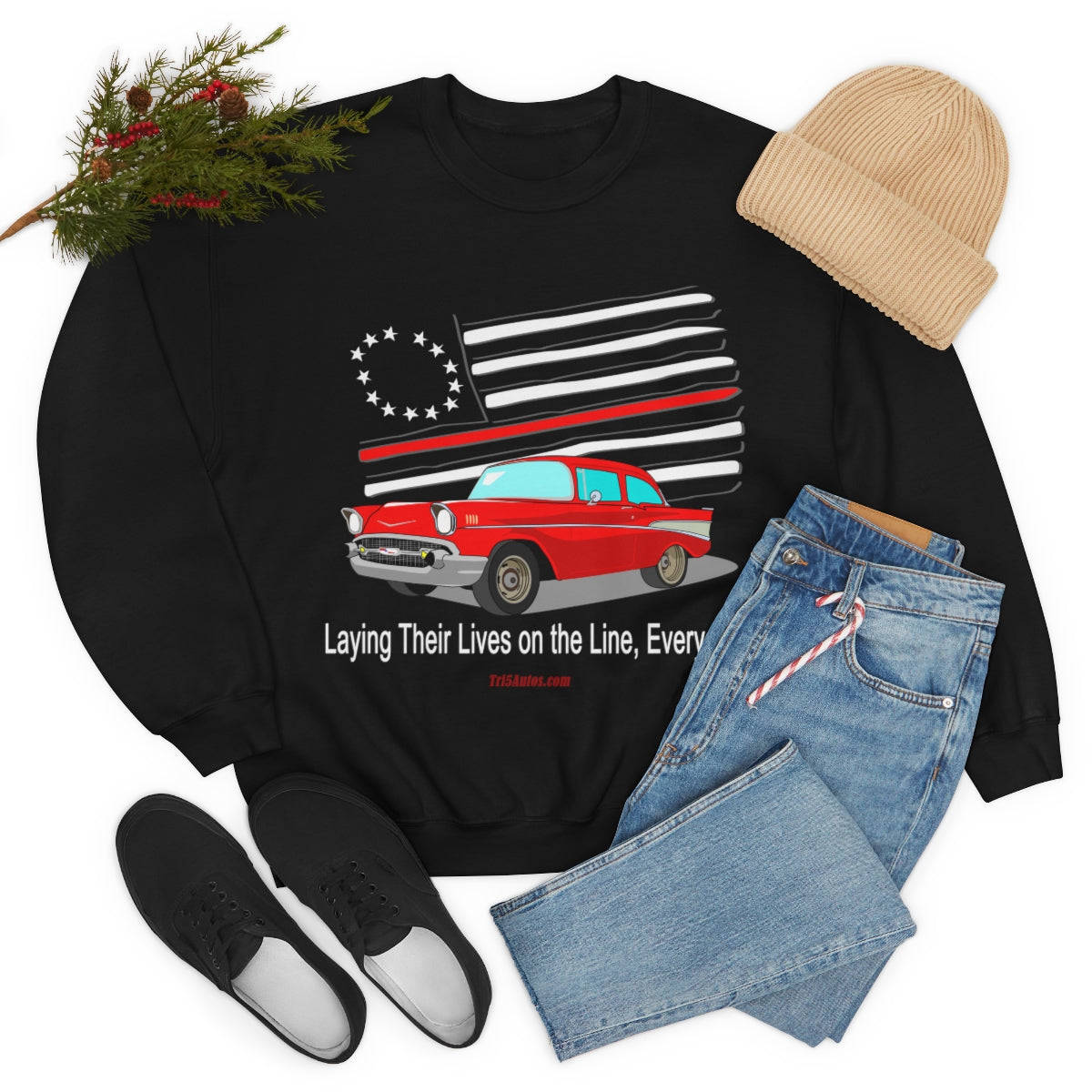 '57 Nomad Firefighter's Thin Red Line Unisex Heavy Blend™ Crewneck Sweatshirt