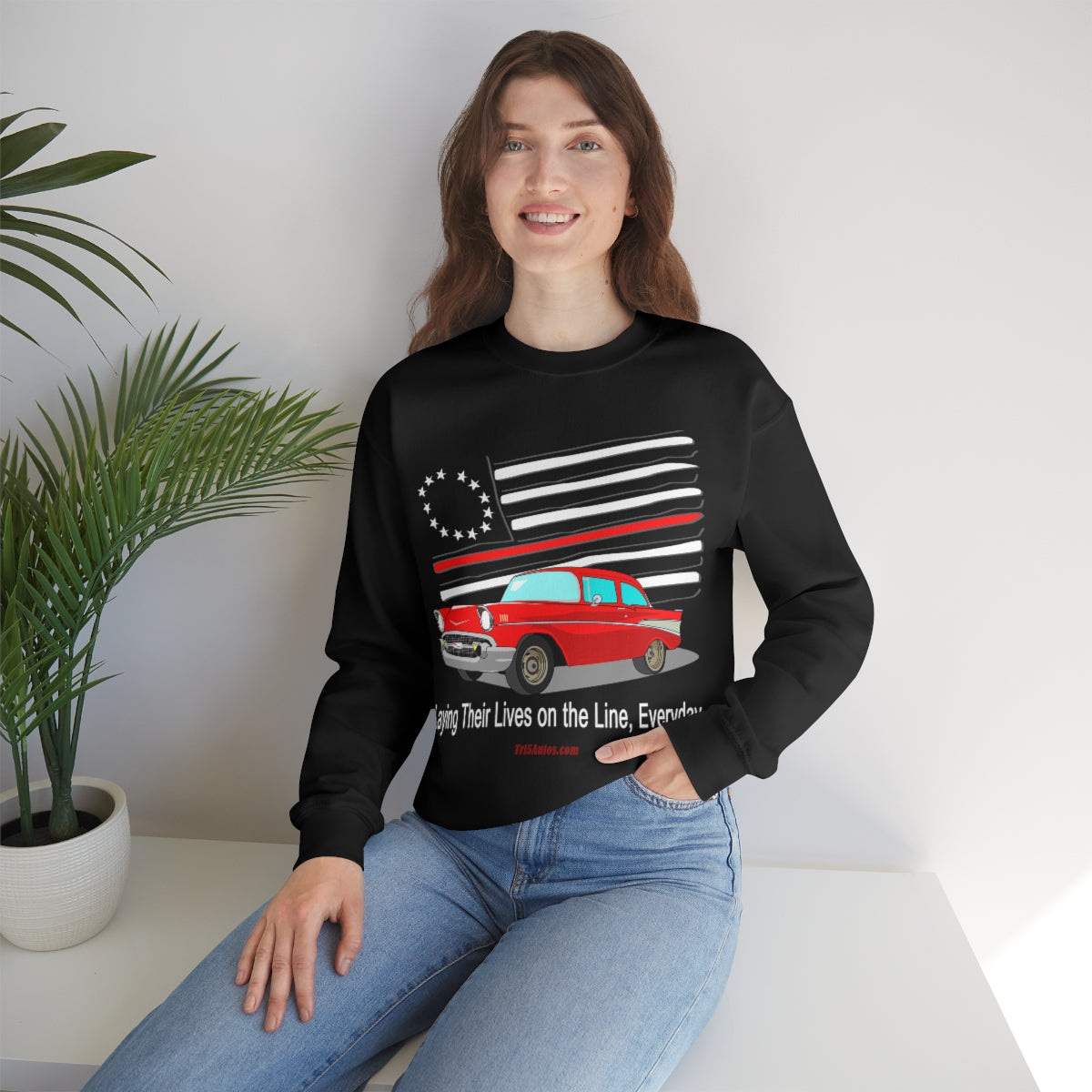 '57 Nomad Firefighter's Thin Red Line Unisex Heavy Blend™ Crewneck Sweatshirt