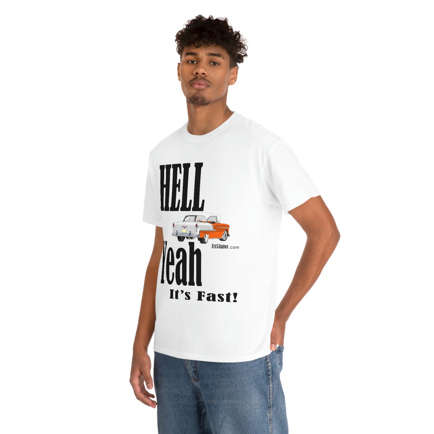 55 Hell Yeah It's Fast Orange White Dark Unisex Heavy Cotton Tee