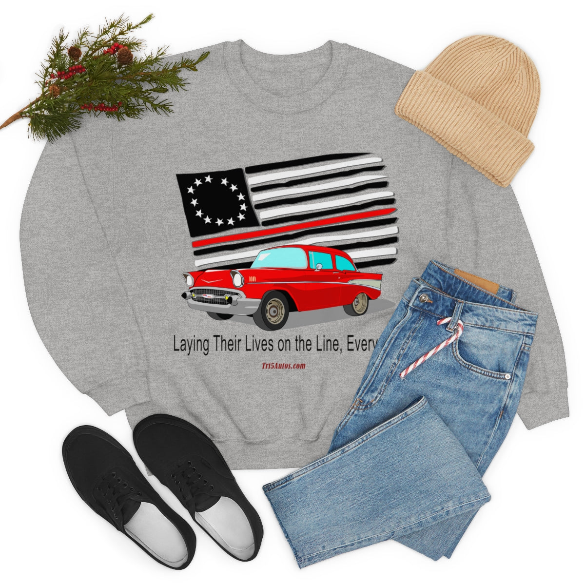 '57 Nomad Firefighter's Thin Red Line Unisex Heavy Blend™ Crewneck Sweatshirt