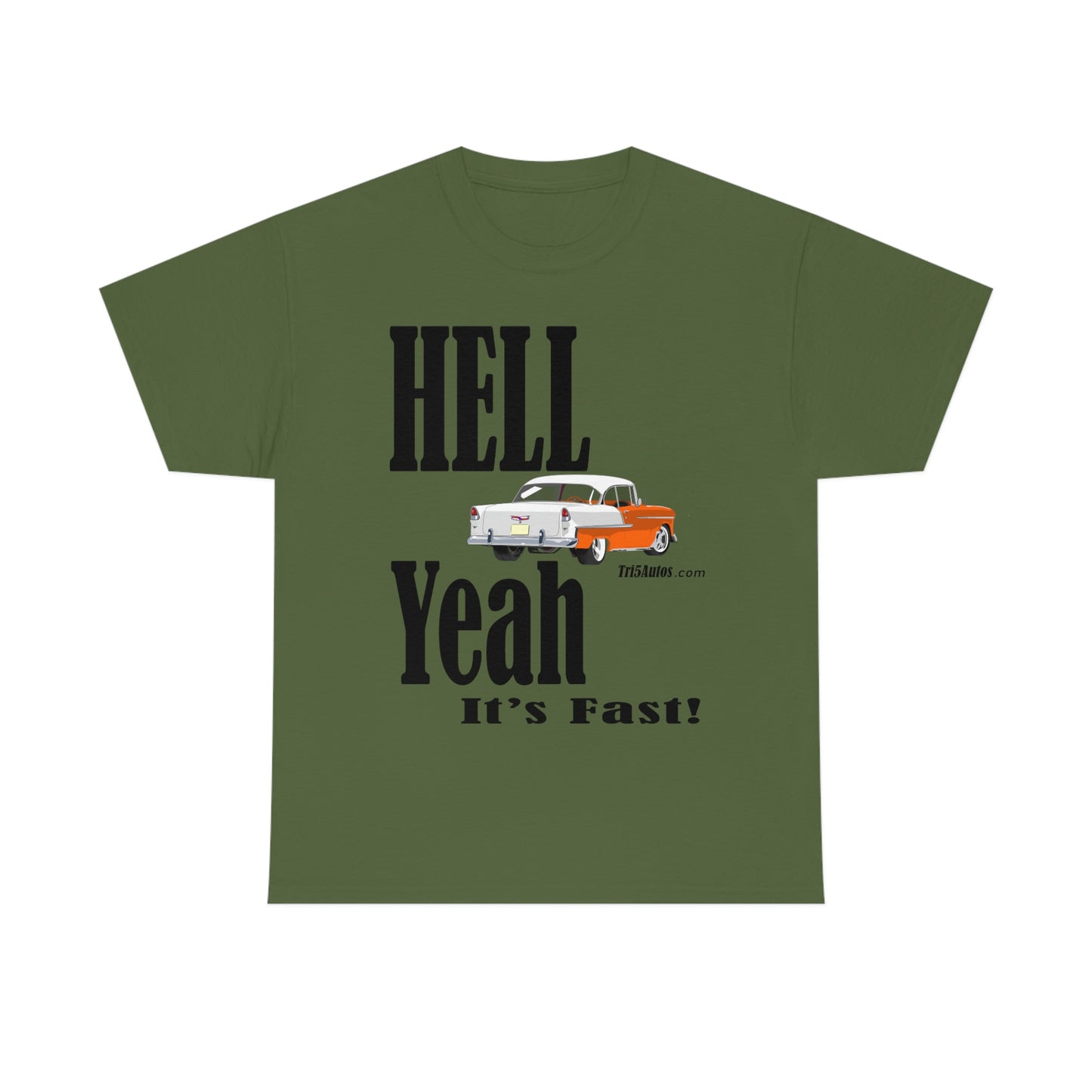 55 Hell Yeah It's Fast Orange White Dark Unisex Heavy Cotton Tee