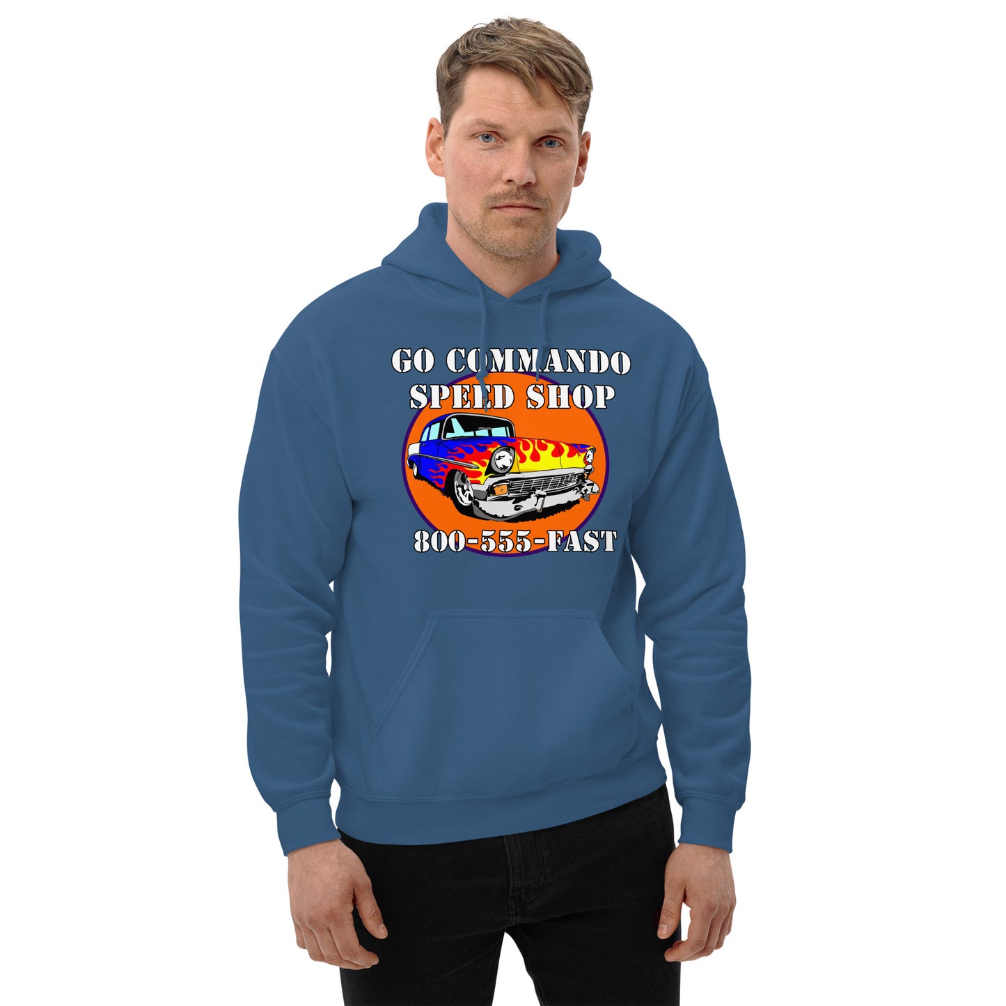 56 Blue Flamed Speed Shop Unisex Hoodie